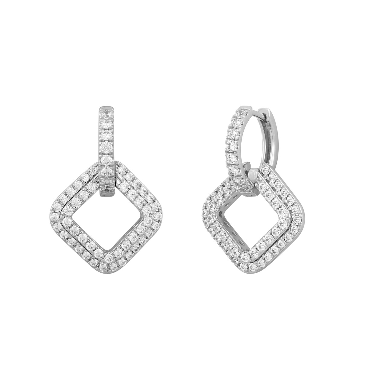 14K WHITE GOLD 1 1/2CT ROUND DIAMOND LADIES EARRINGS 