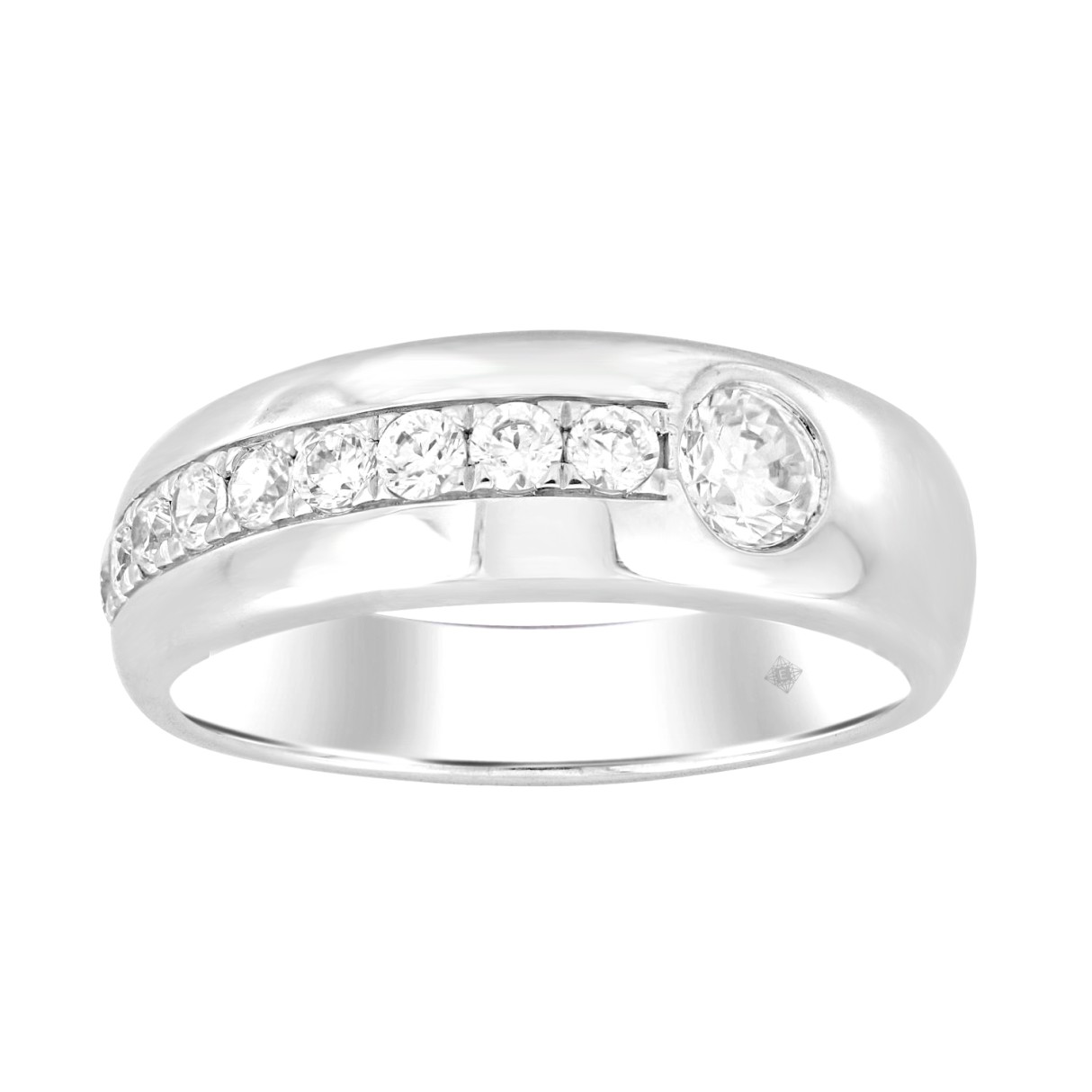 14K WHITE GOLD 1CT ROUND DIAMOND MEN'S BAND