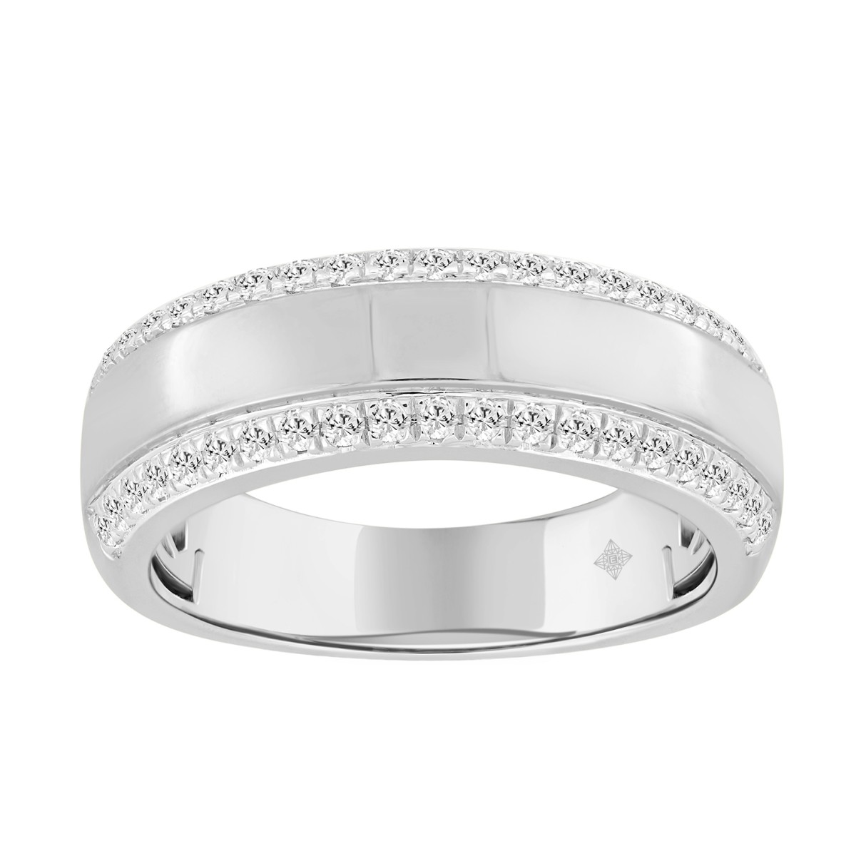 MEN'S BAND 1/2CT ROUND DIAMOND 14K WHITE GOLD...