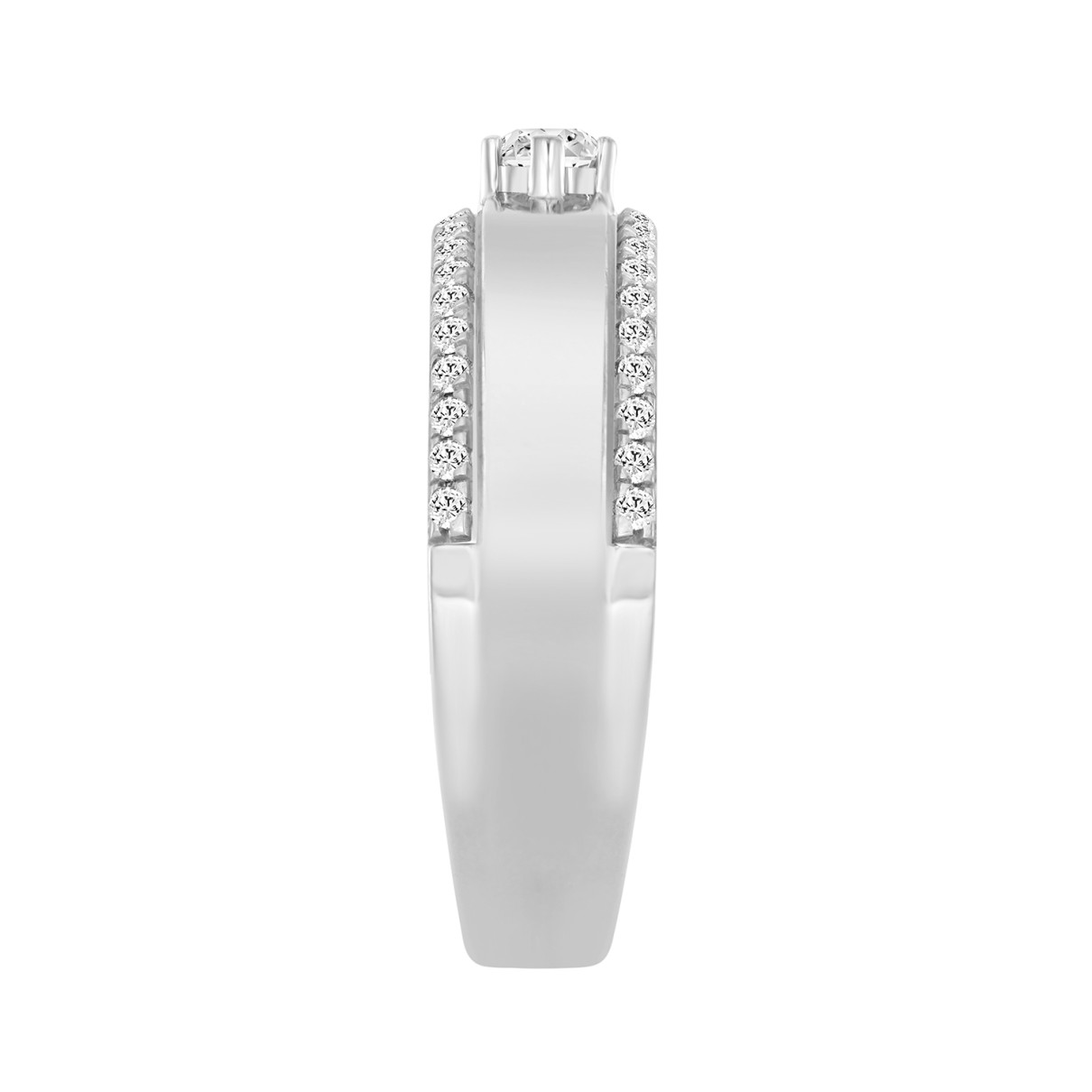 MEN'S BAND 1/2CT ROUND/PRINCESS DIAMOND 14K WHITE GOLD