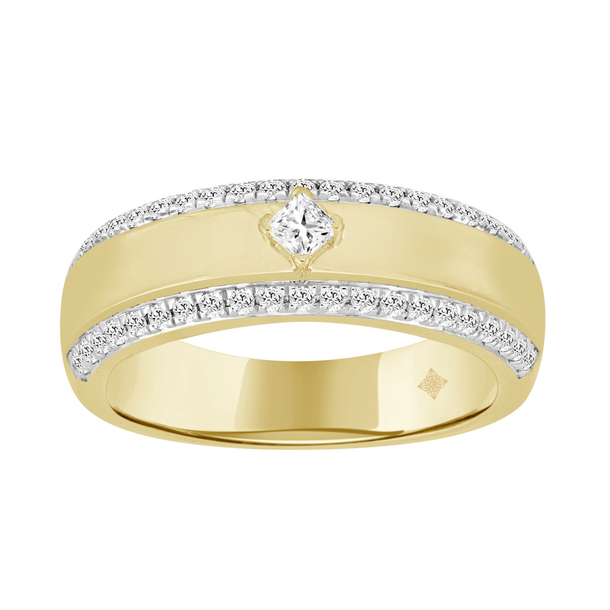 MEN'S BAND 1/2CT ROUND/PRINCESS DIAMOND 14K YELLOW...