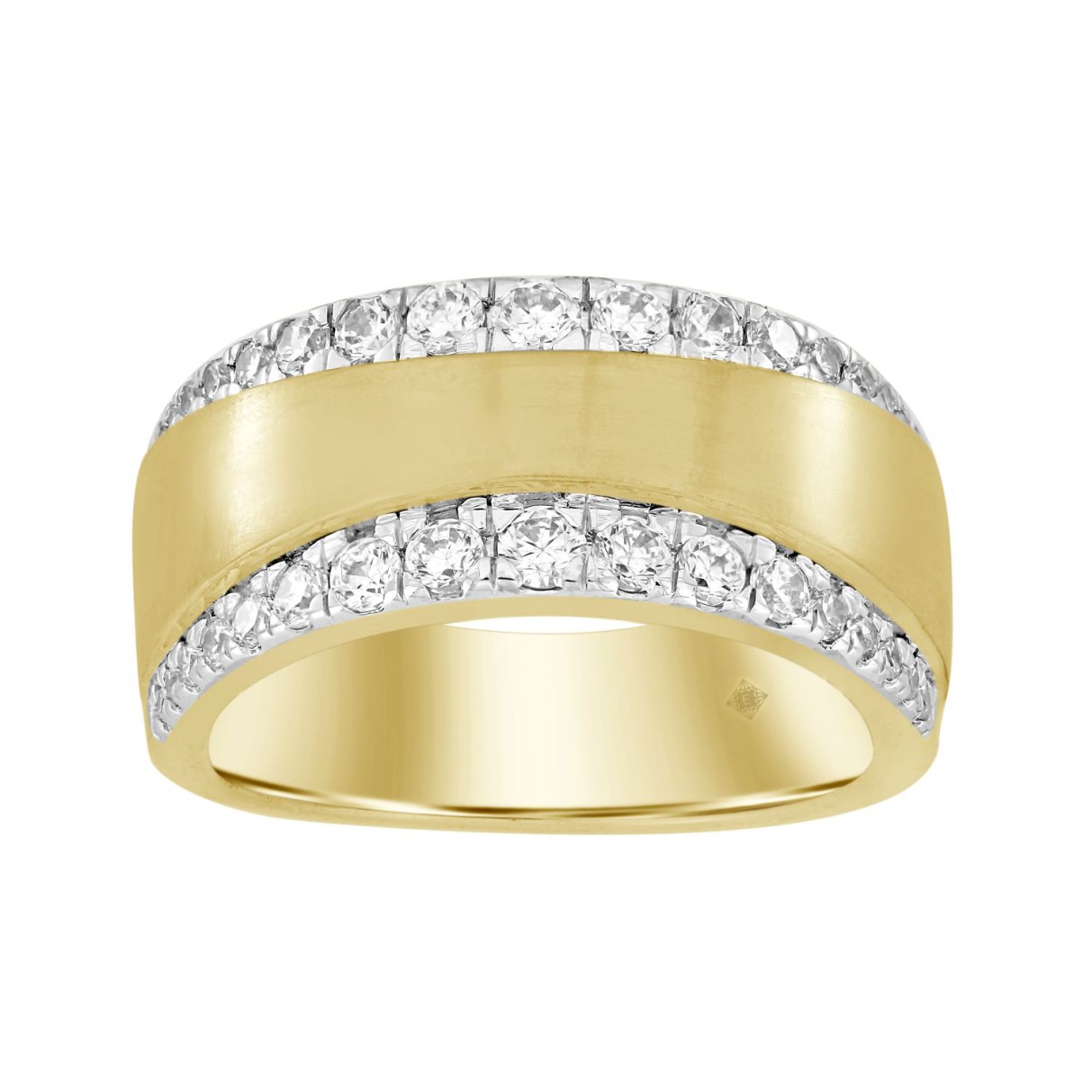 14K YELLOW GOLD 1CT ROUND DIAMOND MEN'S BAND