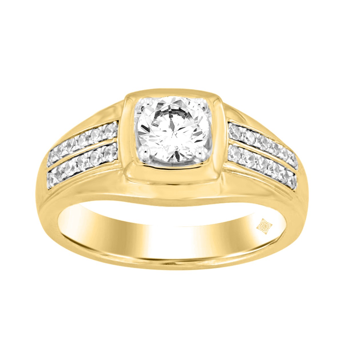 MEN'S RING 1CT ROUND DIAMOND 14K YELLOW GOLD