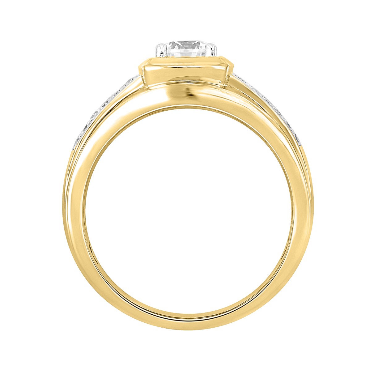 MEN'S RING 1CT ROUND DIAMOND 14K YELLOW GOLD