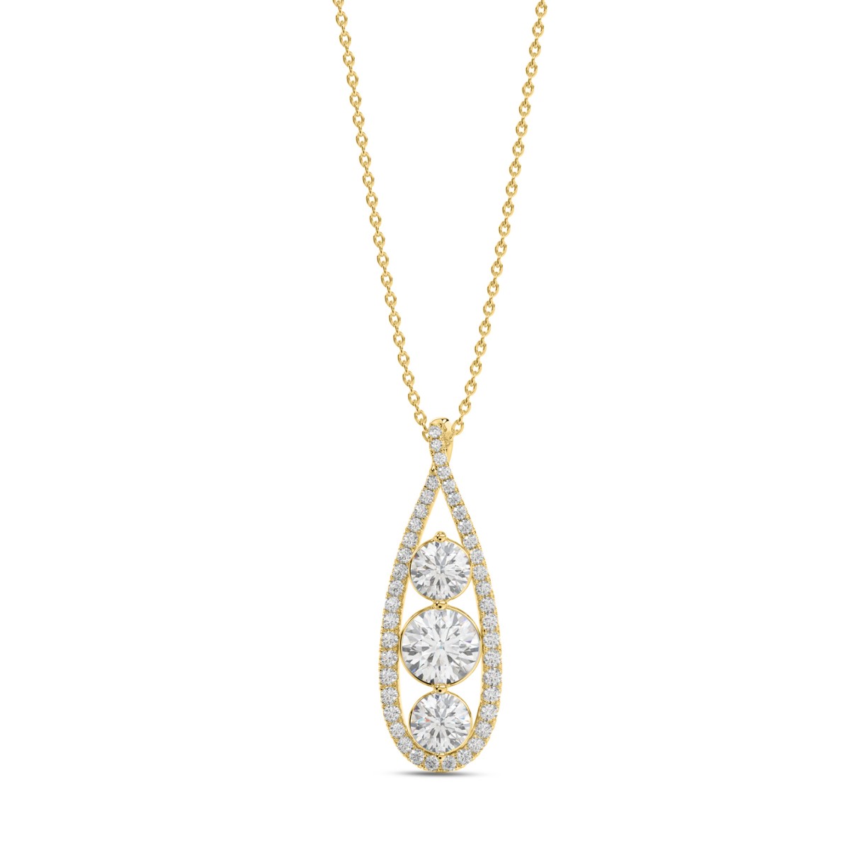 LADIES PENDANT 1 3/4CT ROUND DIAMOND 14K YELLOW GOLD WITH CHAIN