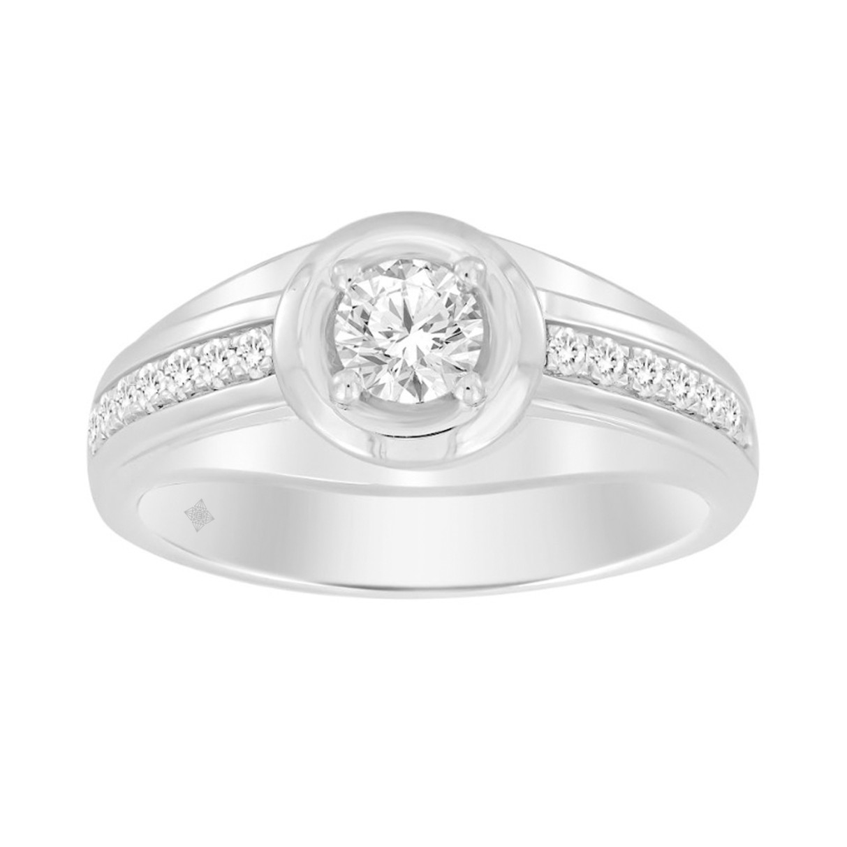 14K WHITE GOLD 3/4CT ROUND DIAMOND MEN'S RING