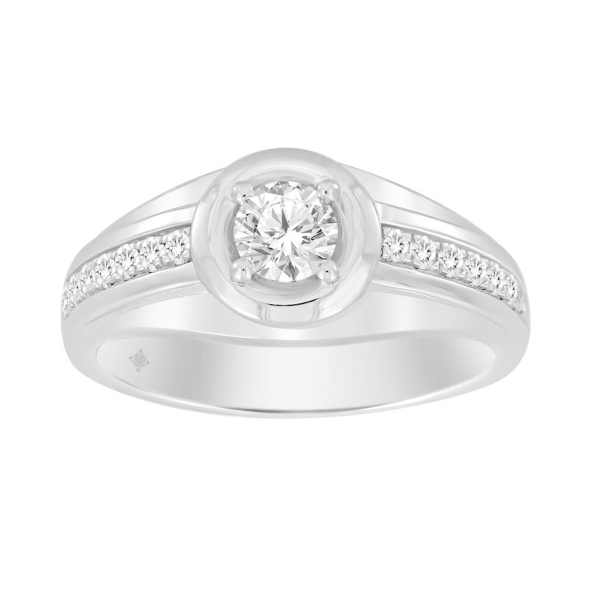 14K WHITE GOLD 3/4CT ROUND DIAMOND MEN'S RING...