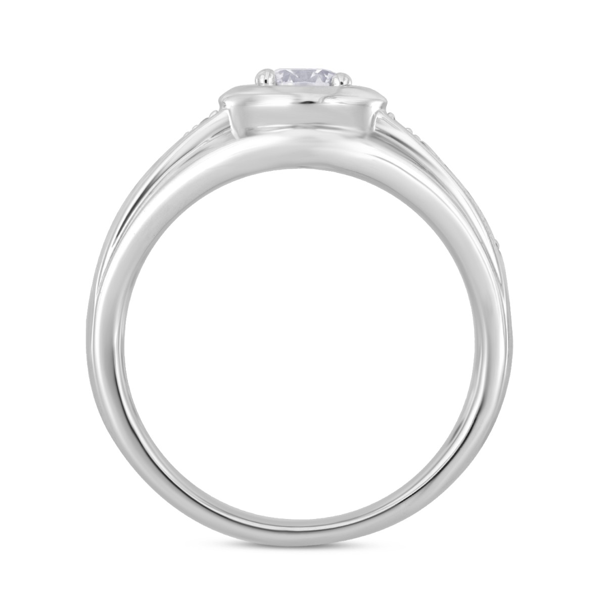 14K WHITE GOLD 3/4CT ROUND DIAMOND MEN'S RING