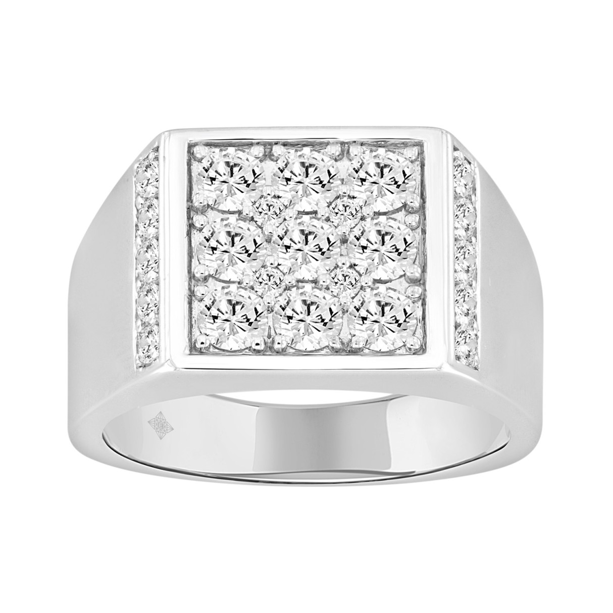 MEN'S RING 1 3/4CT ROUND DIAMOND 14K WHITE GOLD