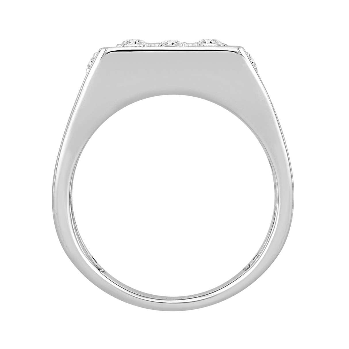 MEN'S RING 1 3/4CT ROUND DIAMOND 14K WHITE GOLD