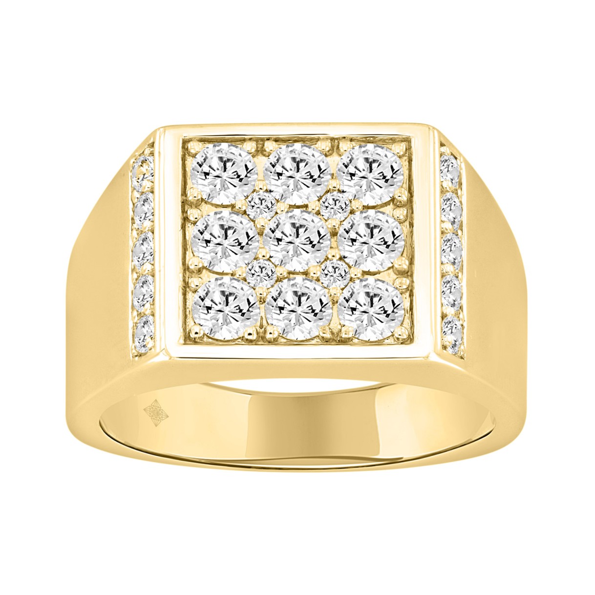 14K YELLOW GOLD 1 3/4CT ROUND DIAMOND MEN'S RING...