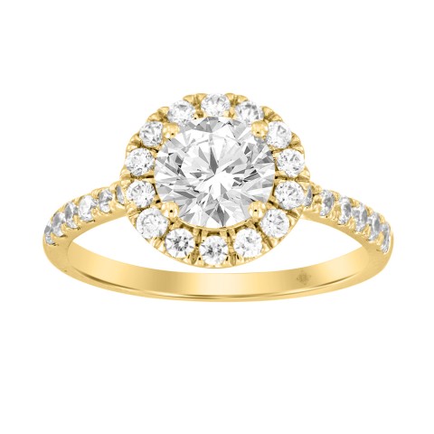 14K YELLOW GOLD 1 1/2CT ROUND DIAMOND LADIES RING (CENTER STONE ROUND DIAMOND 1CT)