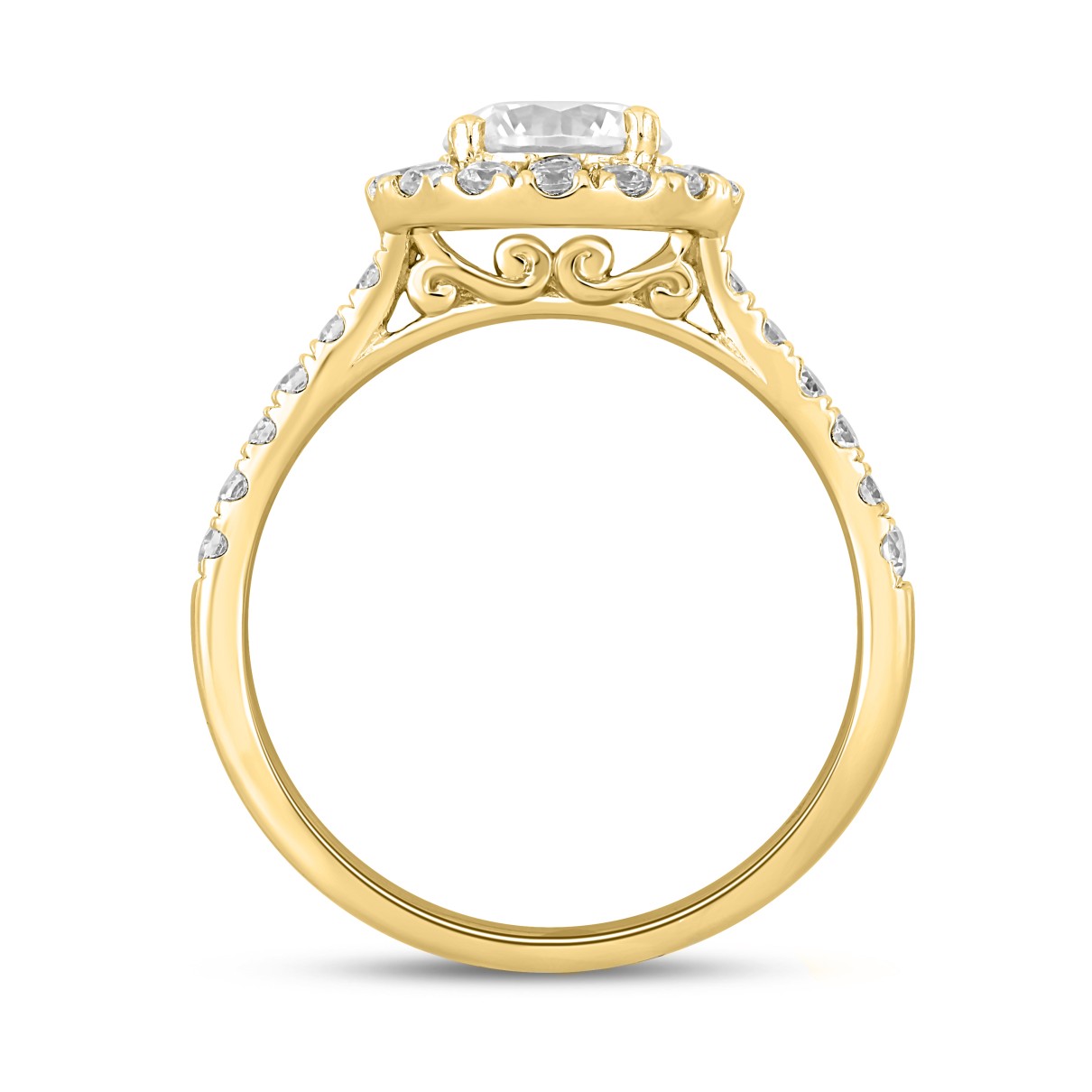 14K YELLOW GOLD 1 1/2CT ROUND DIAMOND LADIES RING (CENTER STONE ROUND DIAMOND 1CT)