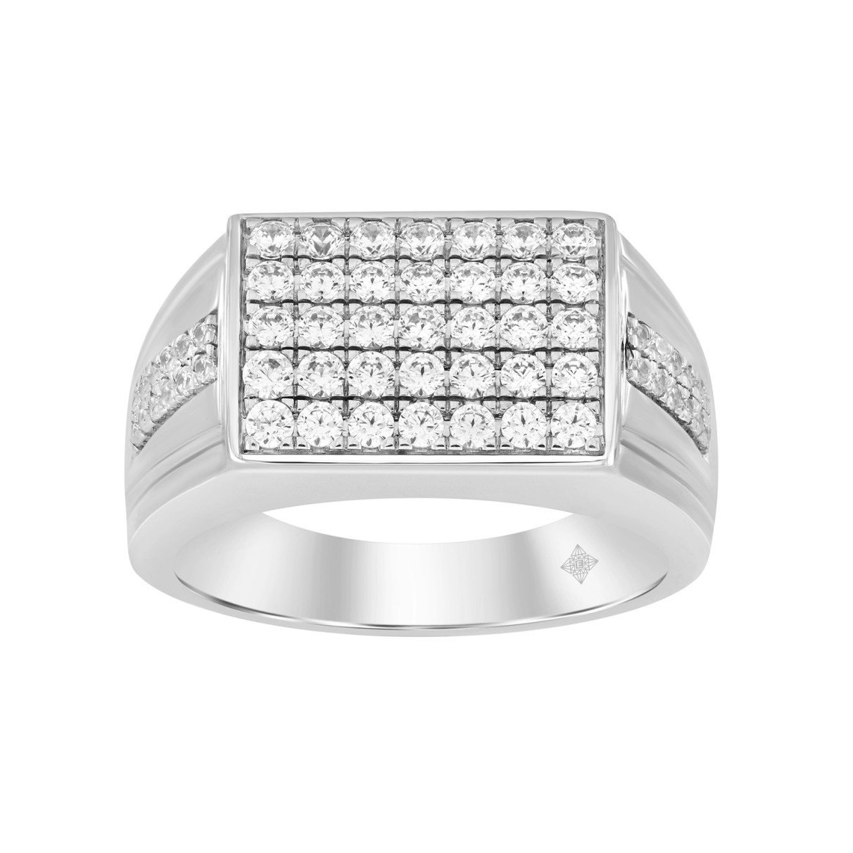 MEN'S RING 1CT ROUND DIAMOND 14K WHITE GOLD...