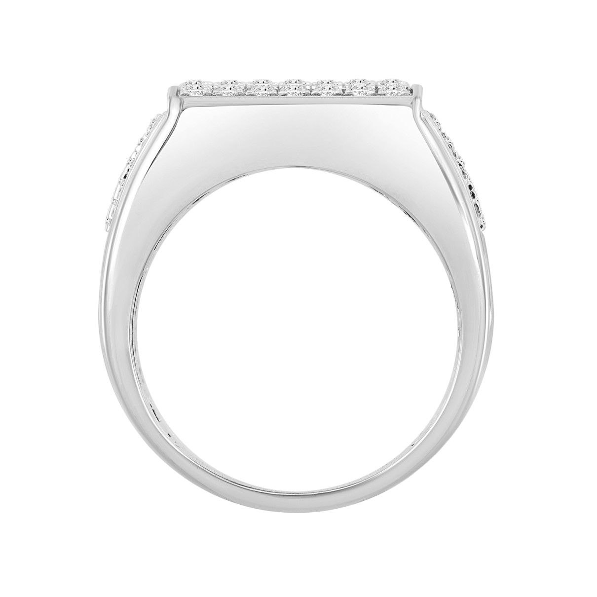 MEN'S RING 1CT ROUND DIAMOND 14K WHITE GOLD