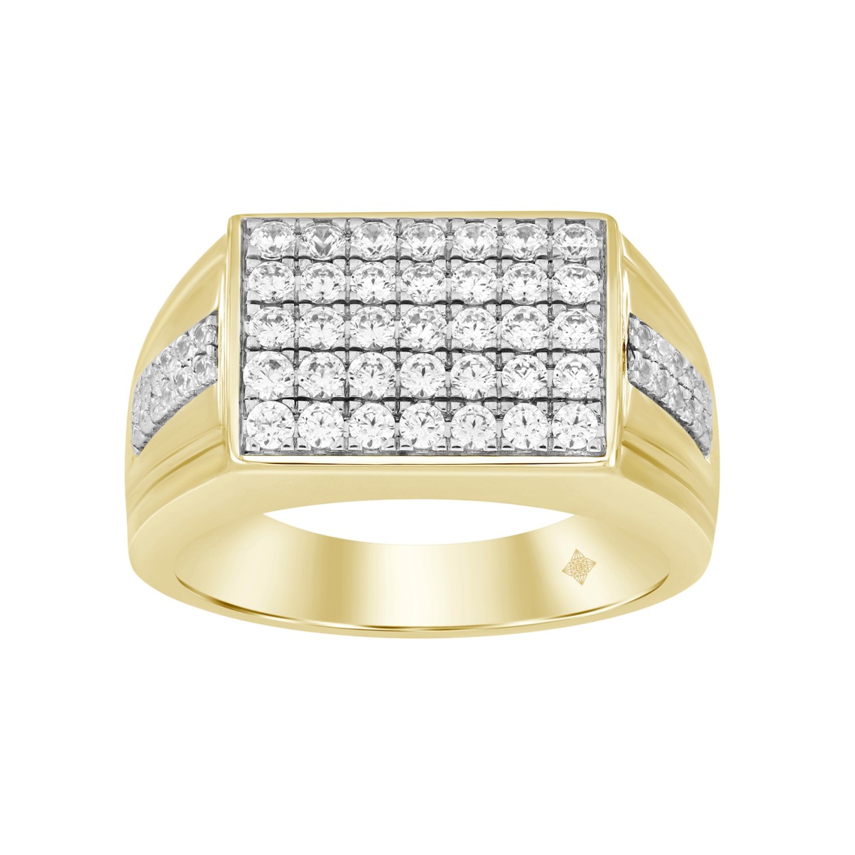 MEN'S RING 1CT ROUND DIAMOND 14K YELLOW GOLD...