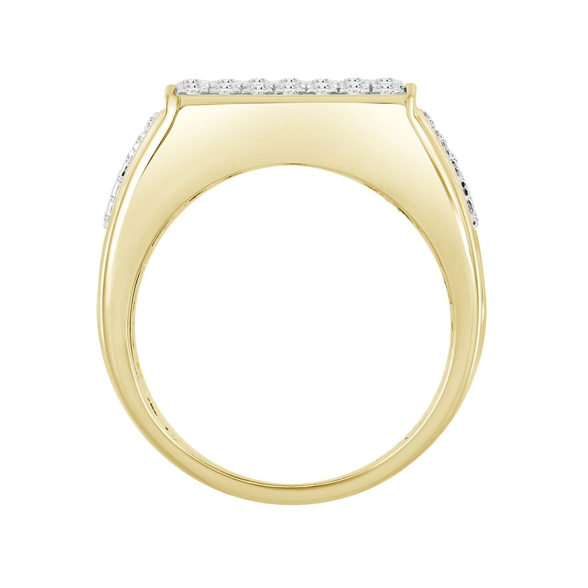 MEN'S RING 1CT ROUND DIAMOND 14K YELLOW GOLD