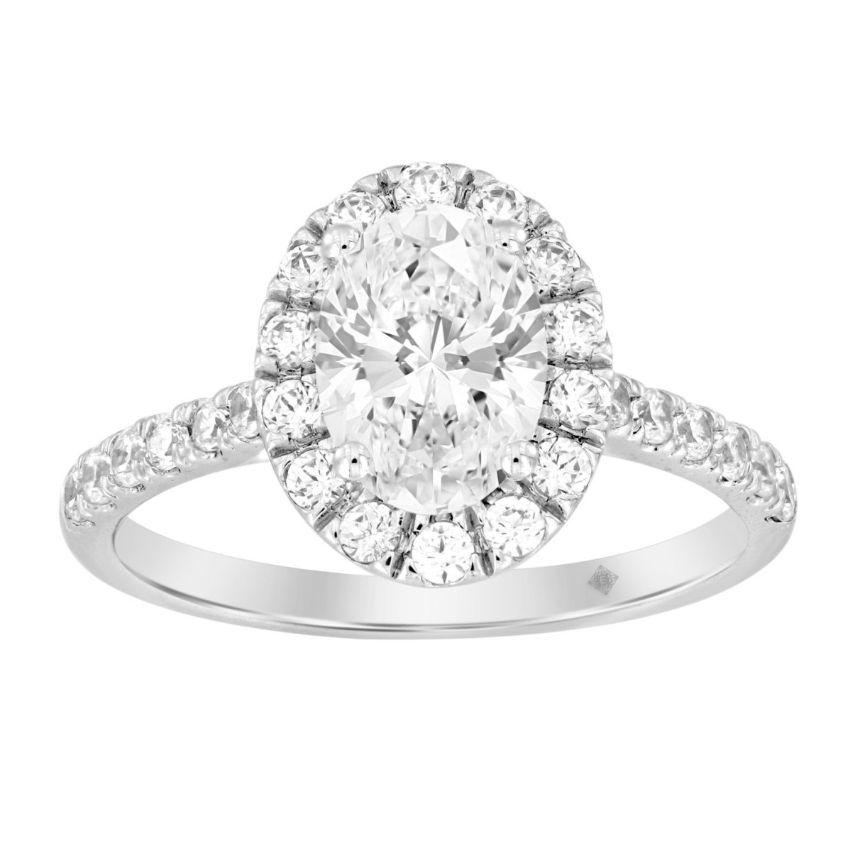 14K WHITE GOLD 1 1/2CT ROUND/OVAL DIAMOND LADIES RING (CENTER STONE OVAL DIAMOND 1CT)