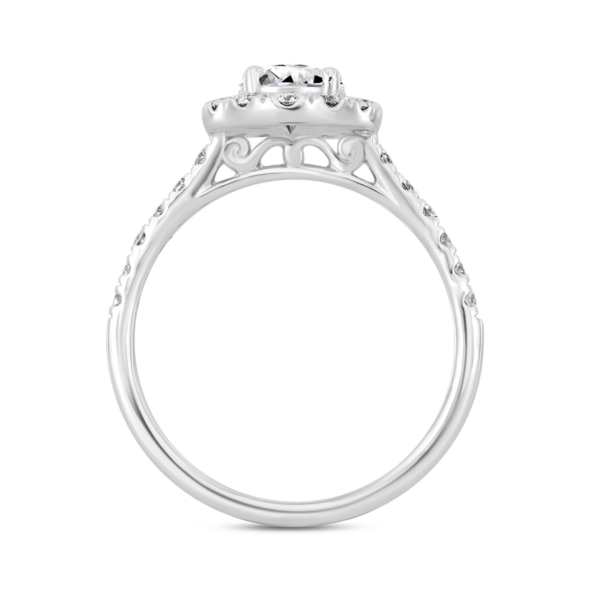 14K WHITE GOLD 1 1/2CT ROUND/OVAL DIAMOND LADIES RING (CENTER STONE OVAL DIAMOND 1CT)