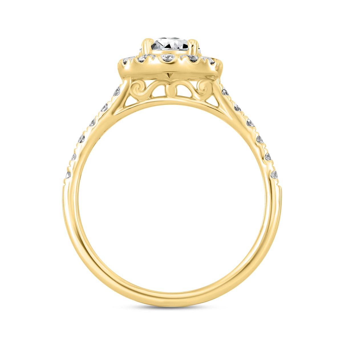 14K YELLOW GOLD 1 1/2CT ROUND/OVAL DIAMOND LADIES RING (CENTER STONE OVAL DIAMOND 1CT)