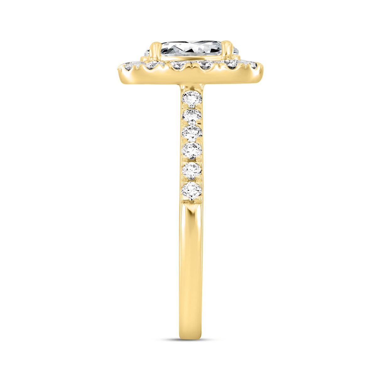 14K YELLOW GOLD 1 1/2CT ROUND/OVAL DIAMOND LADIES RING (CENTER STONE OVAL DIAMOND 1CT)