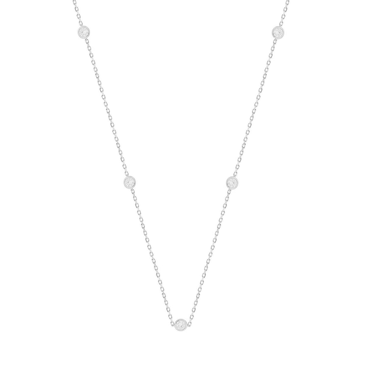 LADIES NECKLACE 1CT ROUND DIAMOND 14K WHITE GOLD