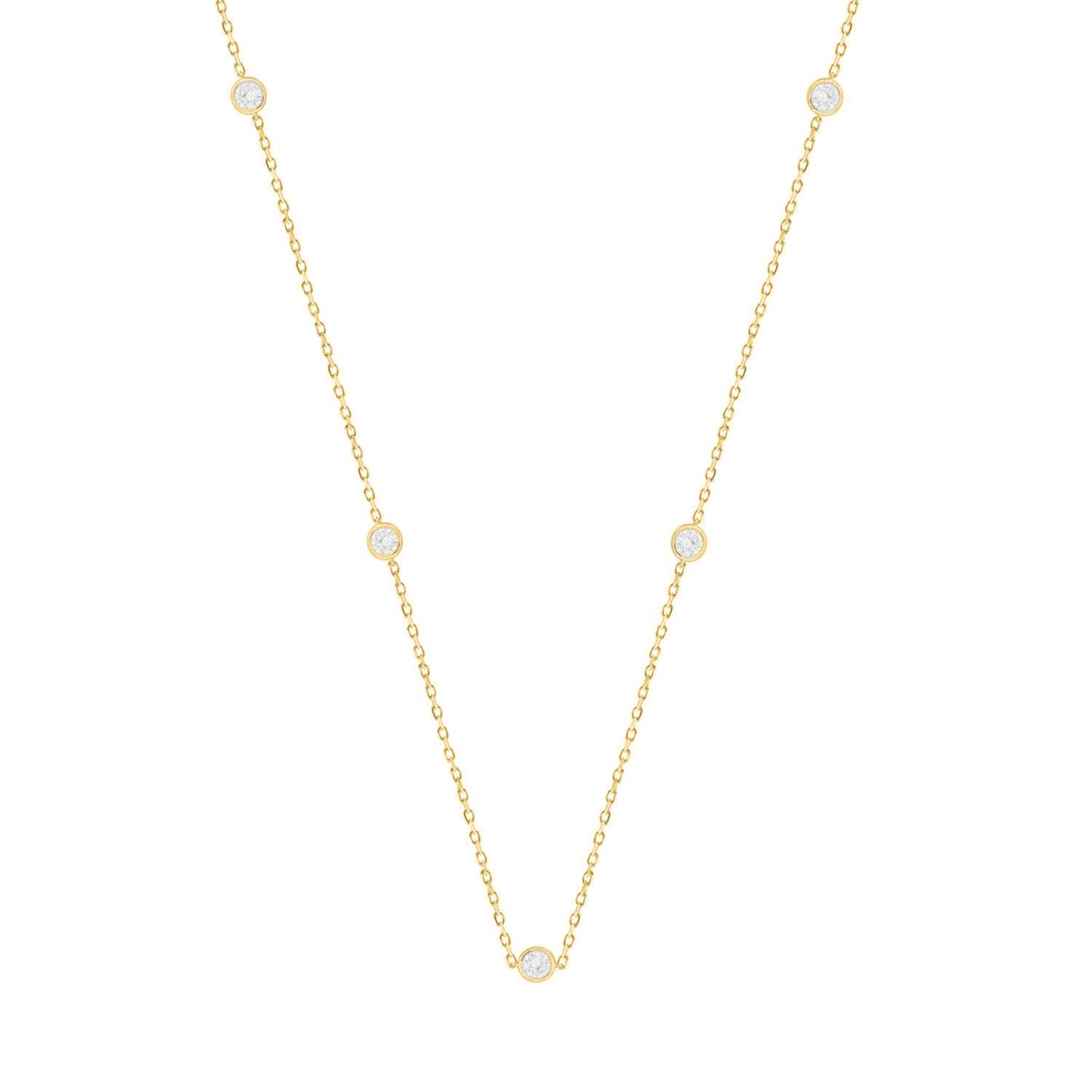 LADIES NECKLACE 1CT ROUND DIAMOND 14K YELLOW GOLD...