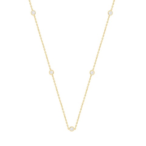 LADIES NECKLACE 1CT ROUND DIAMOND 14K YELLOW GOLD