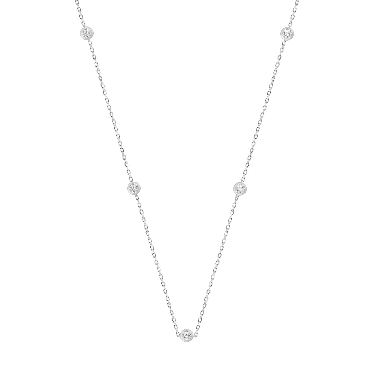 LADIES NECKLACE 3/4CT ROUND DIAMOND 14K WHITE GOLD