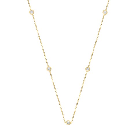 LADIES NECKLACE 3/4CT ROUND DIAMOND 14K YELLOW GOLD