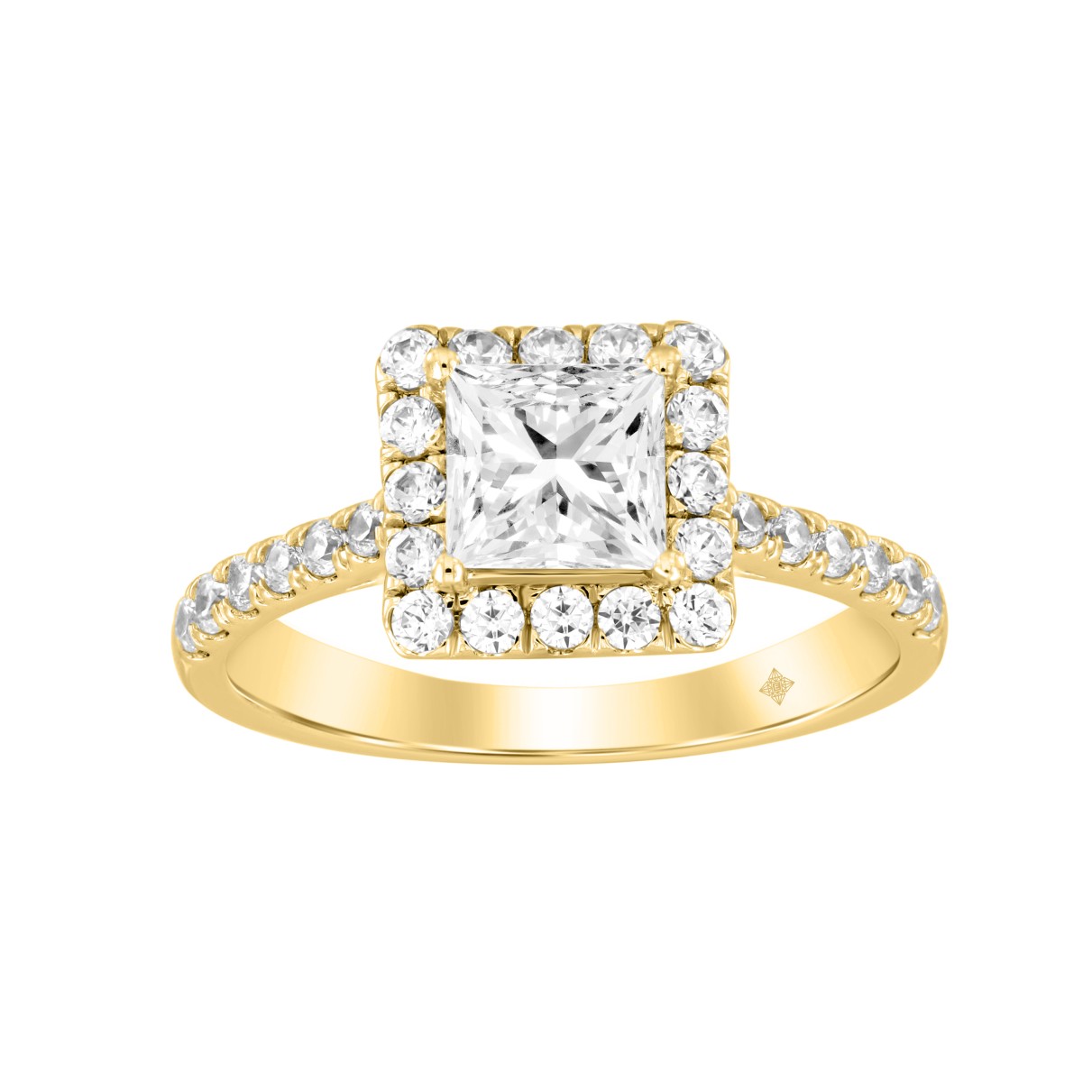 LADIES RING 1 1/2CT ROUND/PRINCESS DIAMOND 14K YELLOW GOLD (CENTER STONE PRINCESS DIAMOND 1CT)