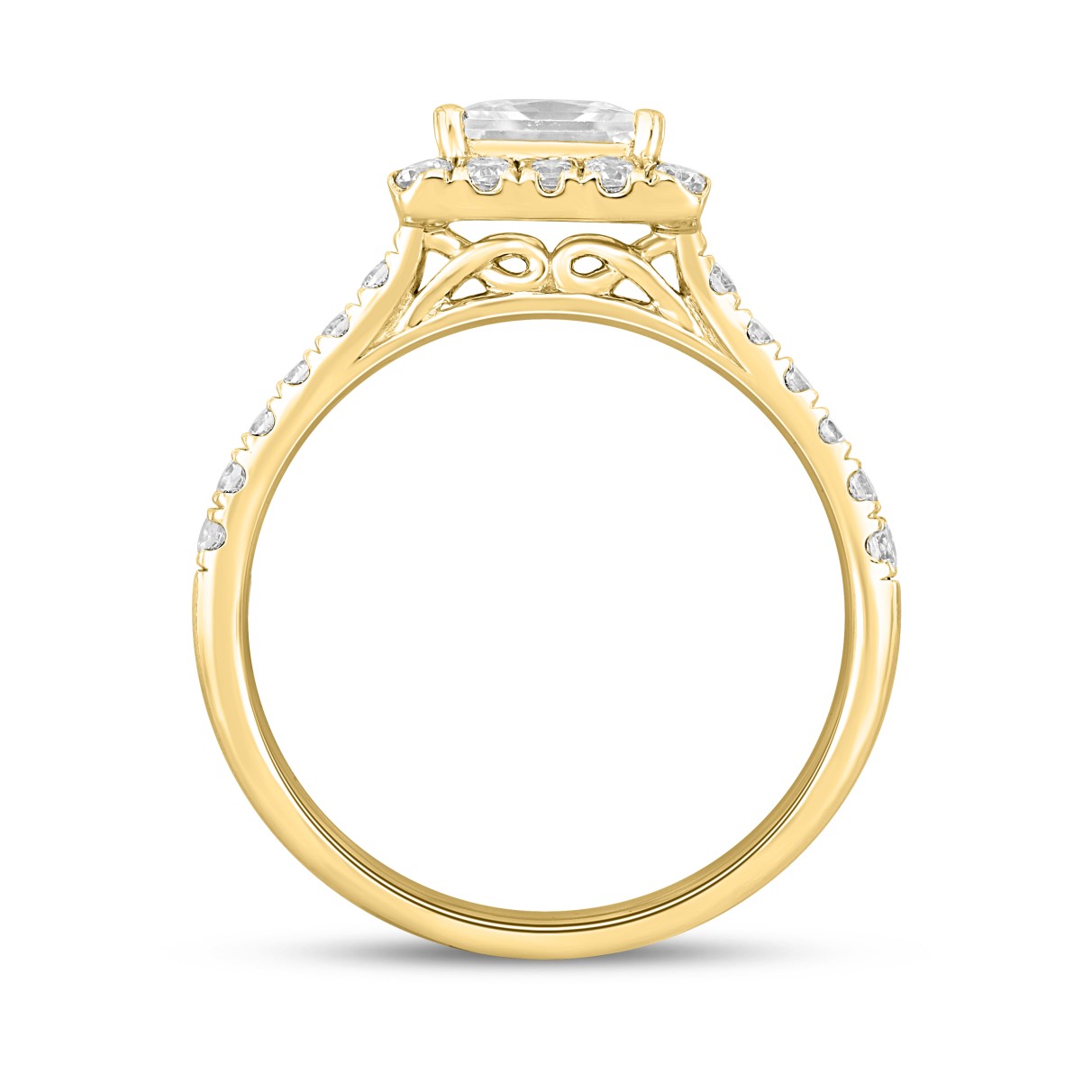 LADIES RING 1 1/2CT ROUND/PRINCESS DIAMOND 14K YELLOW GOLD (CENTER STONE PRINCESS DIAMOND 1CT)