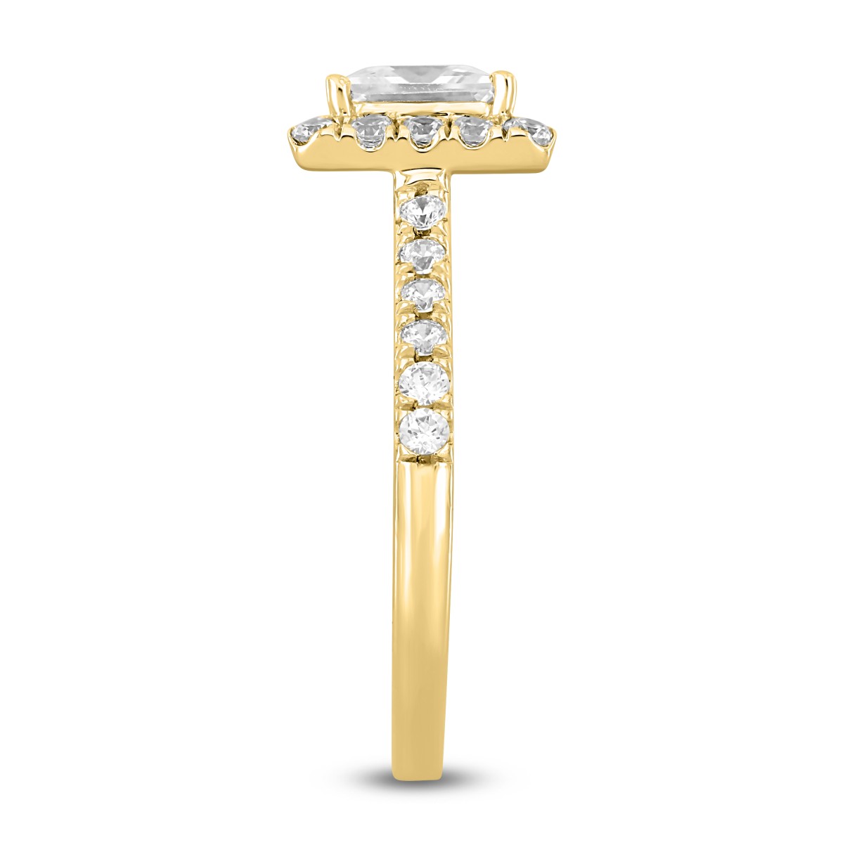 LADIES RING 1 1/2CT ROUND/PRINCESS DIAMOND 14K YELLOW GOLD (CENTER STONE PRINCESS DIAMOND 1CT)