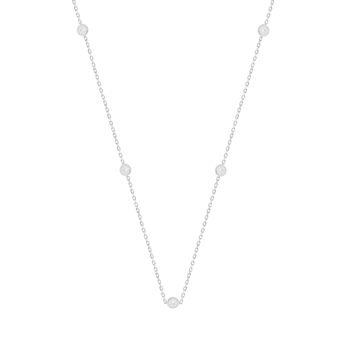 LADIES NECKLACE 1 1/2CT ROUND DIAMOND 14K WHITE GOLD