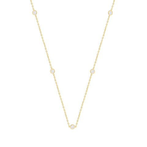 LADIES NECKLACE 1 1/2CT ROUND DIAMOND 14K YELLOW GOLD