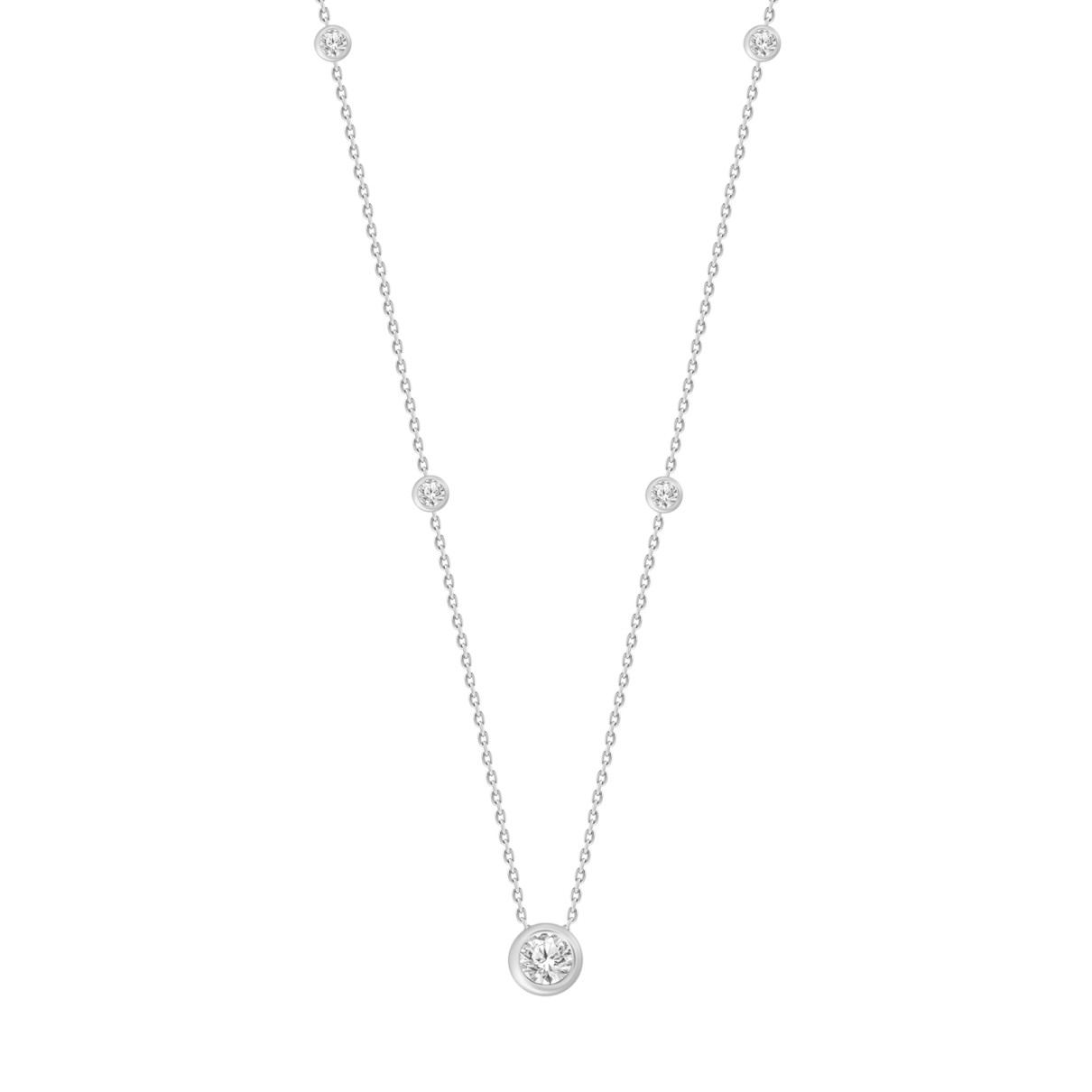 LADIES NECKLACE 1 5/8CT ROUND DIAMOND 14K WHITE GO...