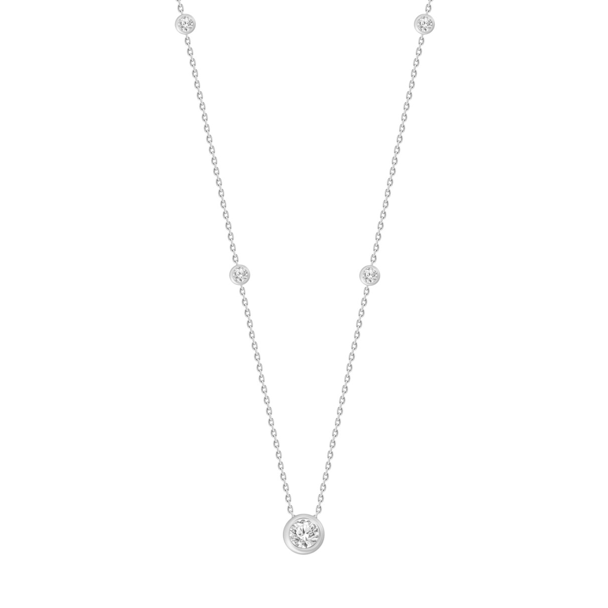 LADIES NECKLACE 1 5/8CT ROUND DIAMOND 14K WHITE GOLD