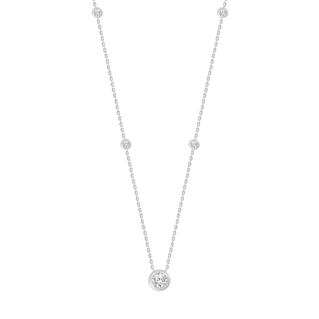 LADIES NECKLACE 1 5/8CT ROUND DIAMOND 14K WHITE GOLD