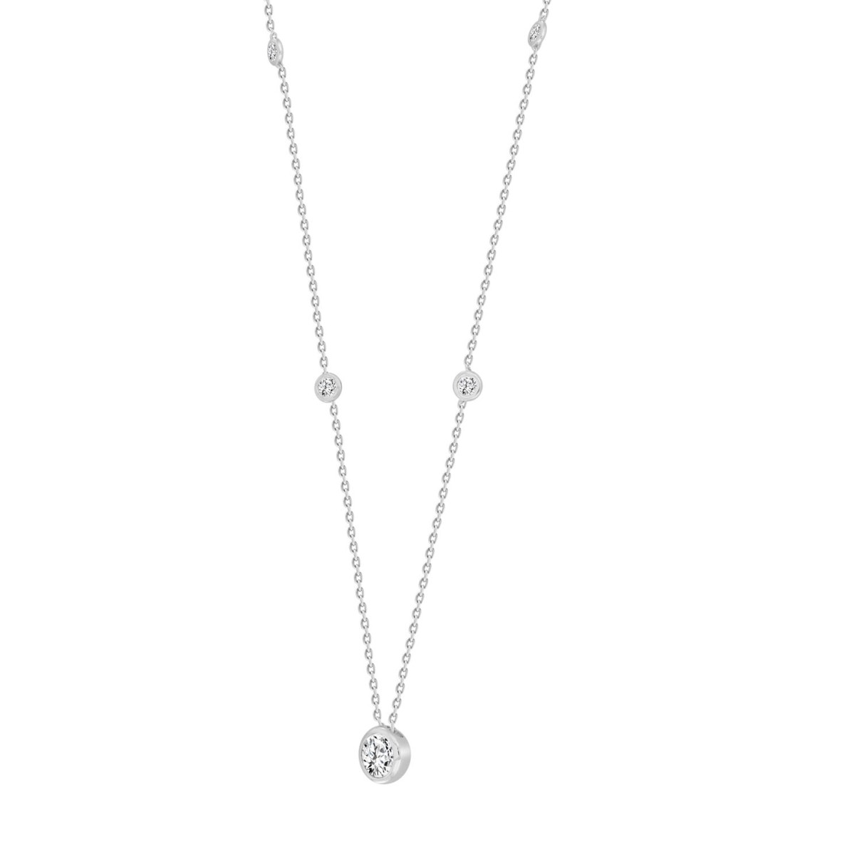 LADIES NECKLACE 1 5/8CT ROUND DIAMOND 14K WHITE GOLD