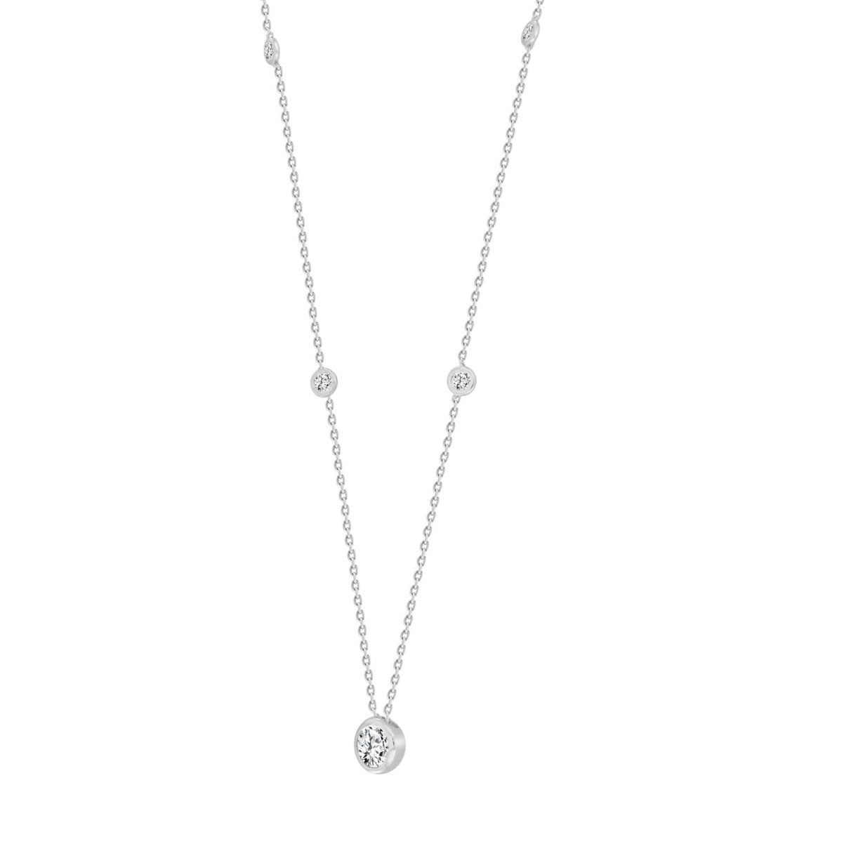 LADIES NECKLACE 1 5/8CT ROUND DIAMOND 14K WHITE GOLD