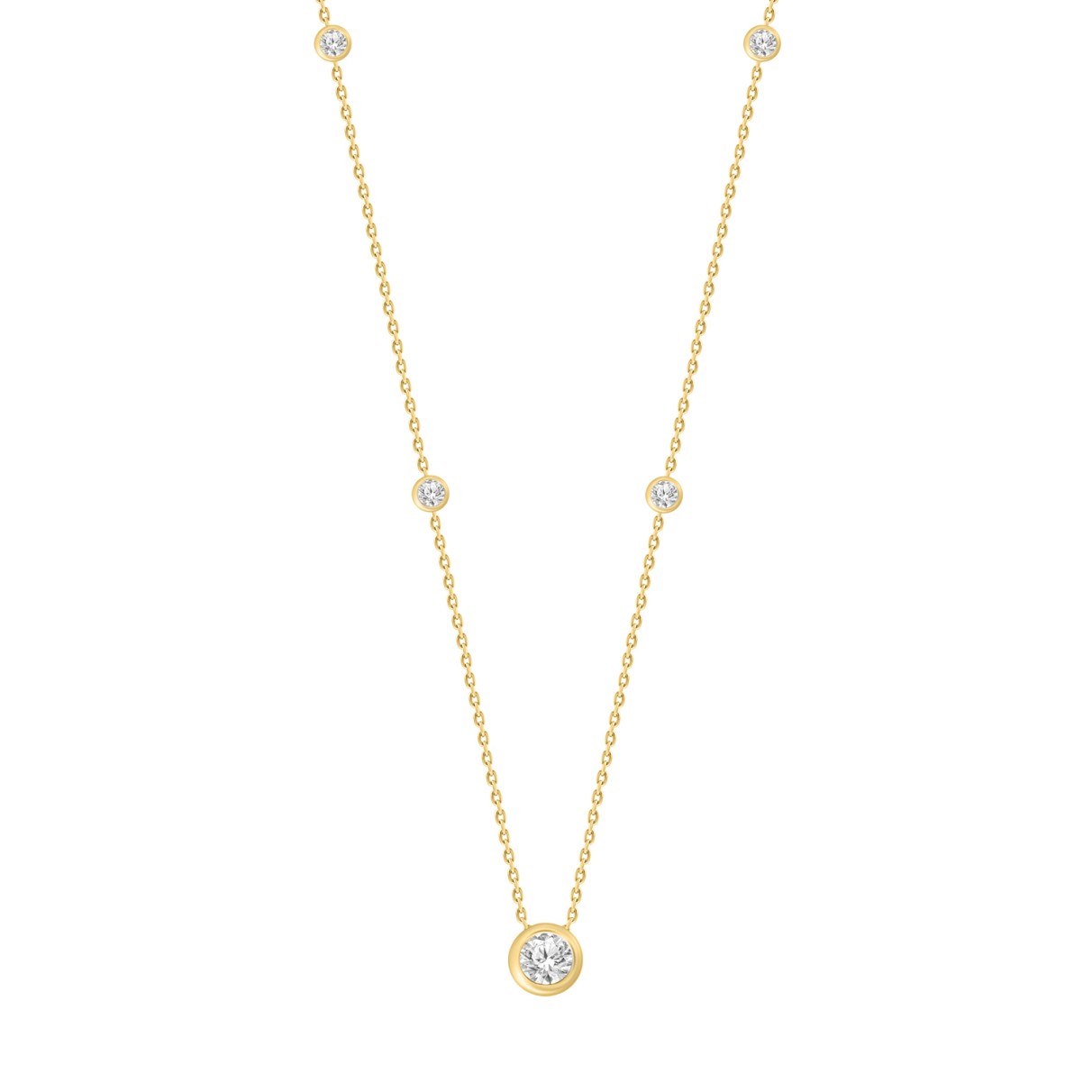 LADIES NECKLACE 1 5/8CT ROUND DIAMOND 14K YELLOW G...