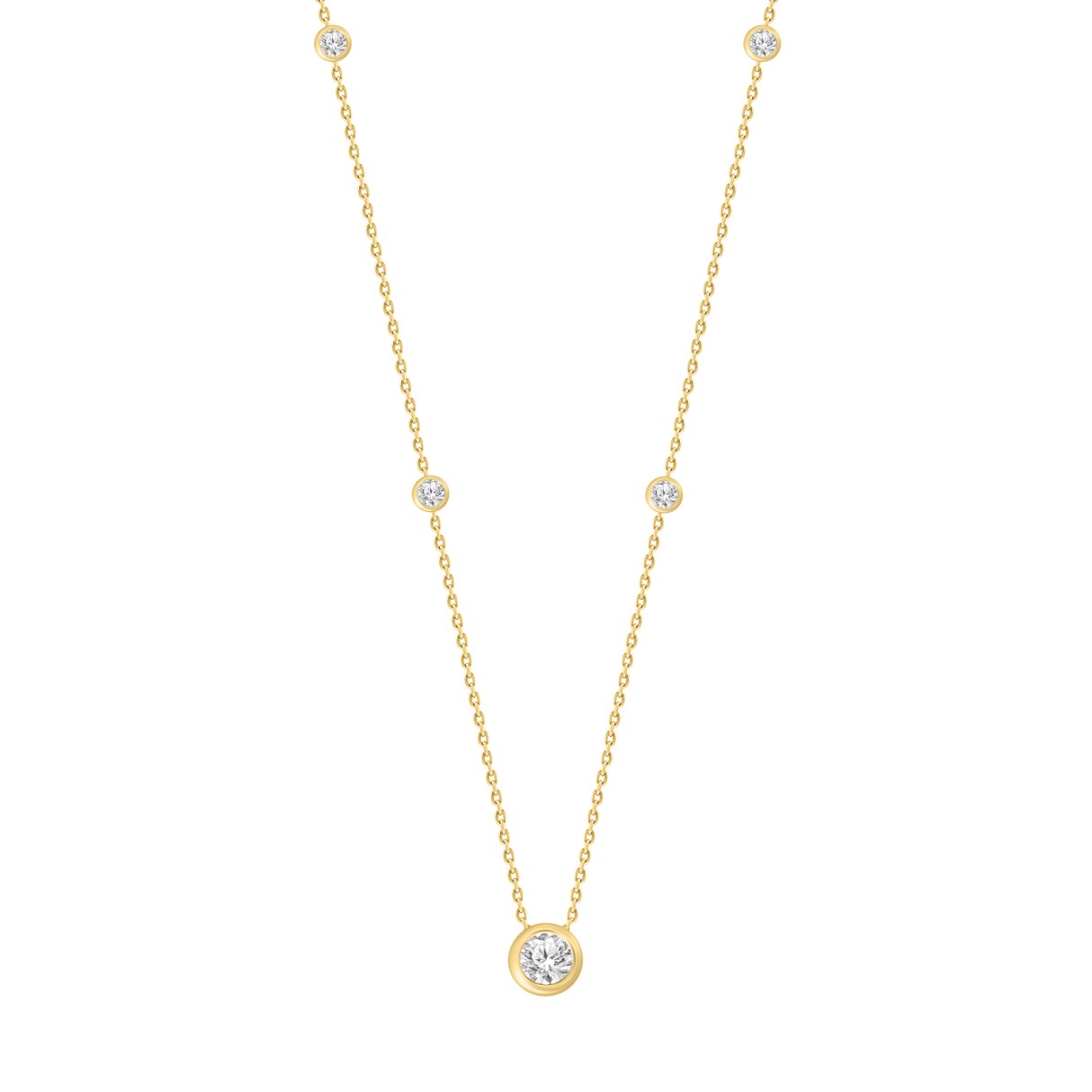 LADIES NECKLACE 1 5/8CT ROUND DIAMOND 14K YELLOW G...