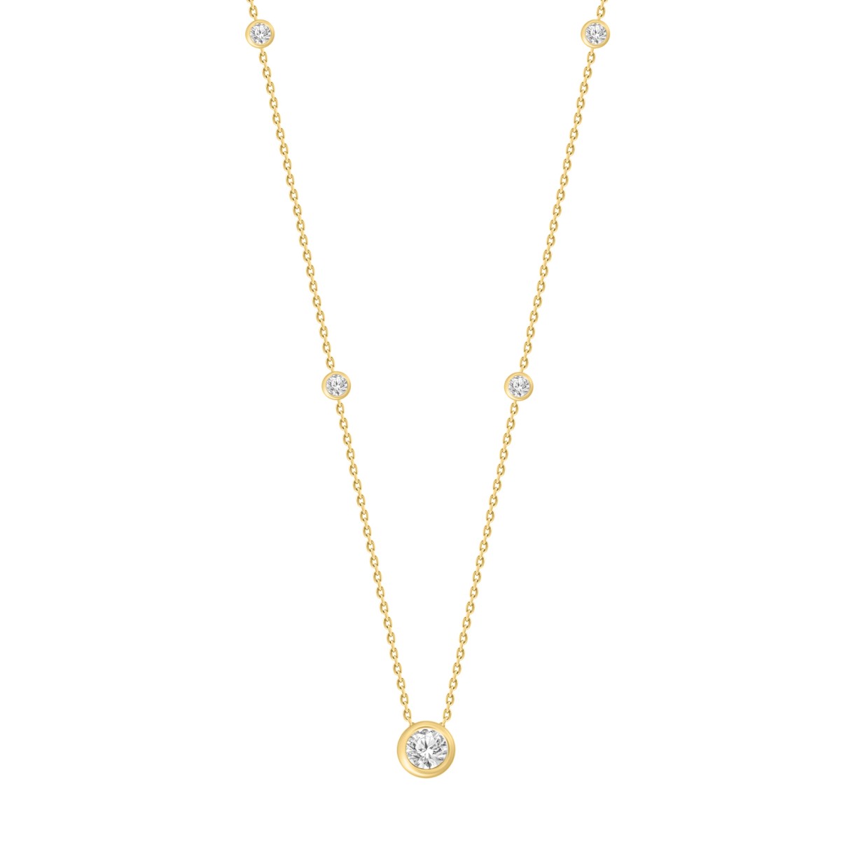 LADIES NECKLACE 1 5/8CT ROUND DIAMOND 14K YELLOW GOLD