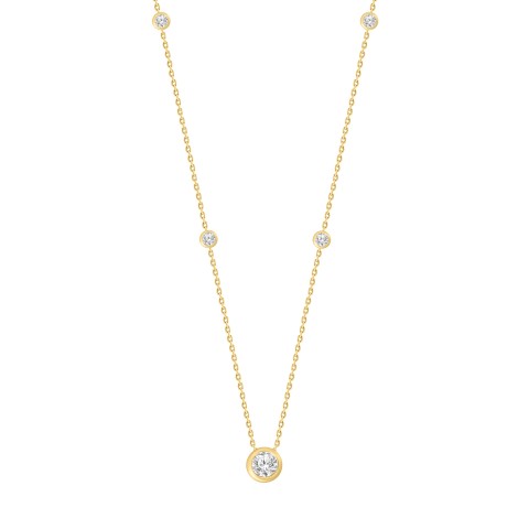 LADIES NECKLACE 1 5/8CT ROUND DIAMOND 14K YELLOW GOLD