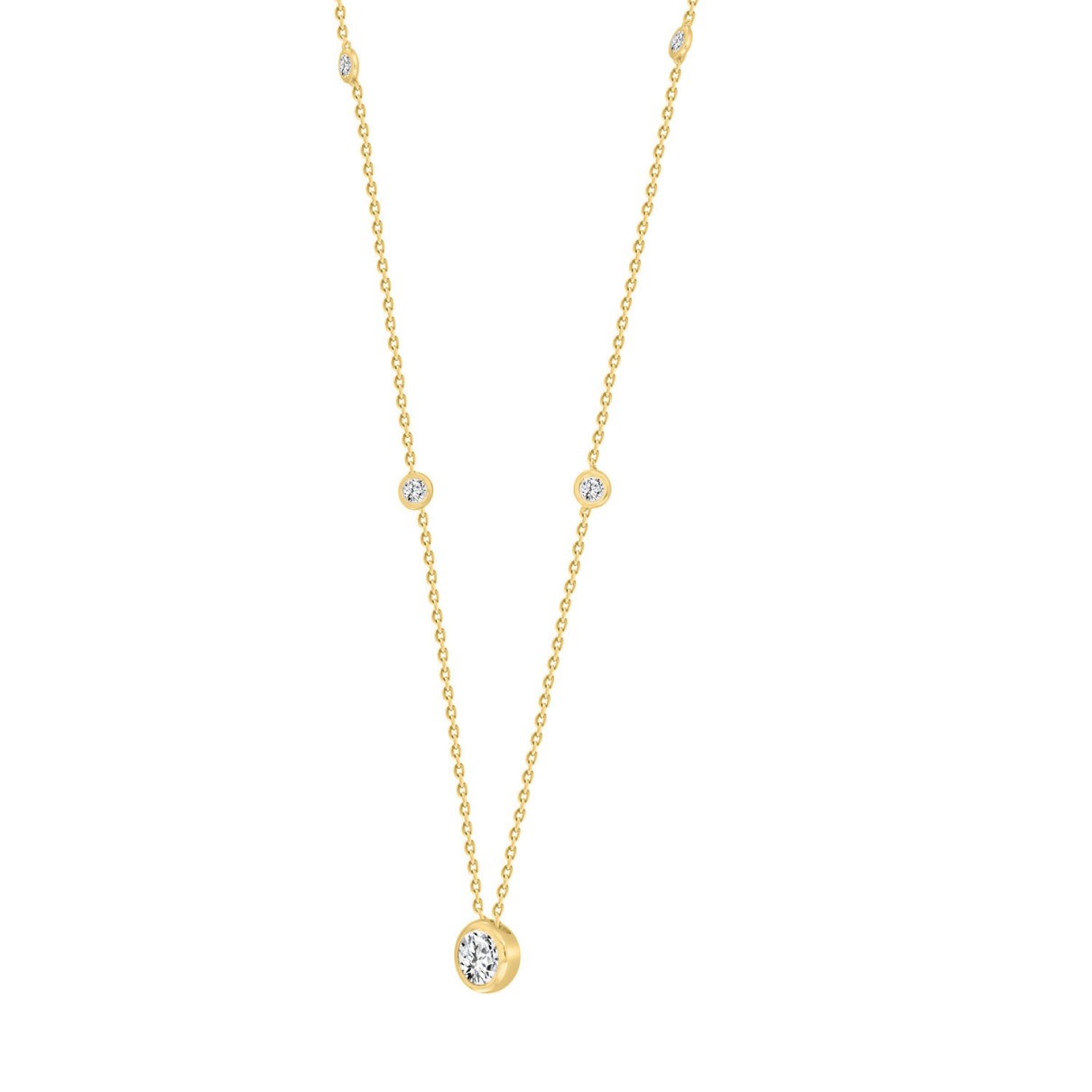 LADIES NECKLACE 1 5/8CT ROUND DIAMOND 14K YELLOW GOLD