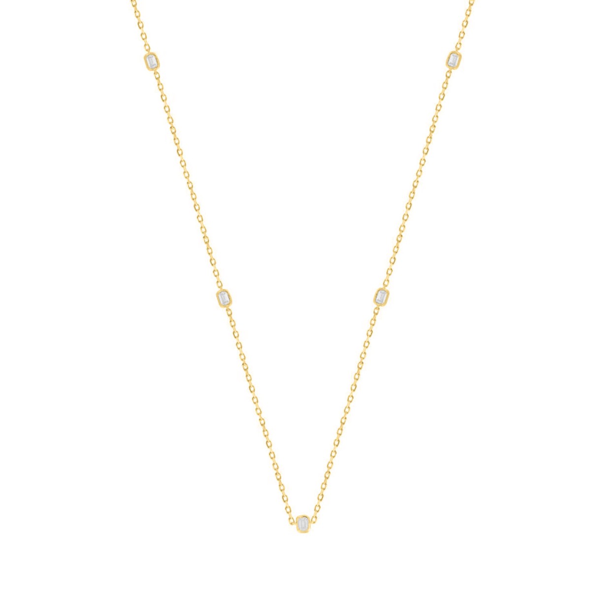 LADIES NECKLACE 3/4CT EMERALD DIAMOND 14K YELLOW GOLD