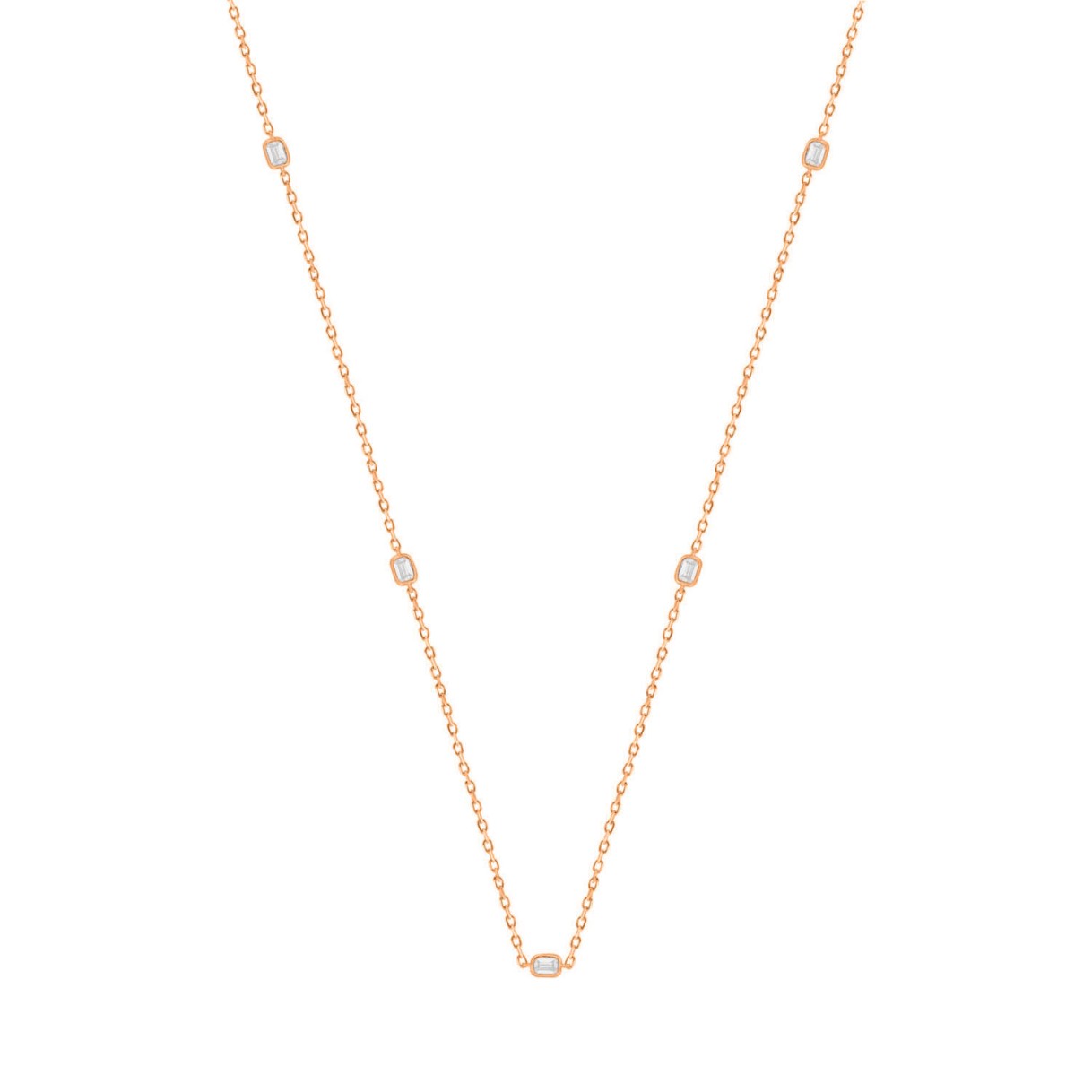 14K ROSE GOLD 3/4CT EMERALD DIAMOND LADIES NECKLACE