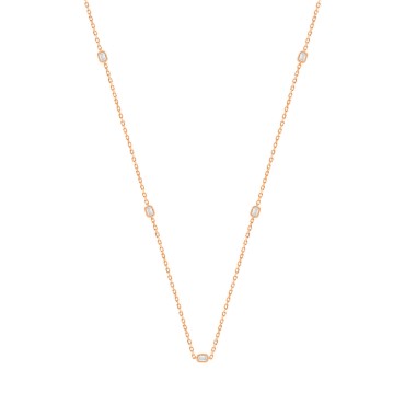 14K ROSE GOLD 3/4CT EMERALD DIAMOND LADIES NECKLACE