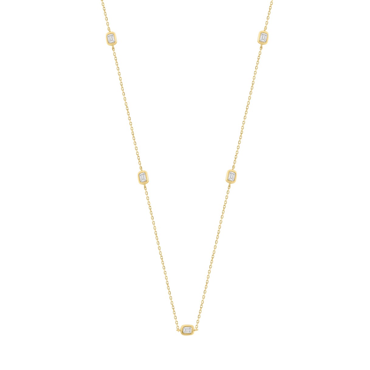 LADIES NECKLACE 3/4CT EMERALD DIAMOND 14K YELLOW GOLD