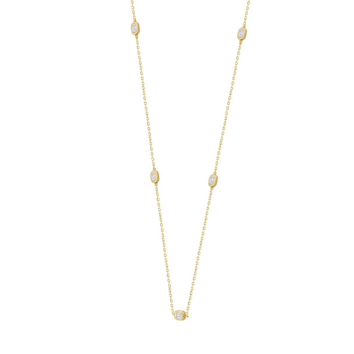 LADIES NECKLACE 3/4CT EMERALD DIAMOND 14K YELLOW GOLD